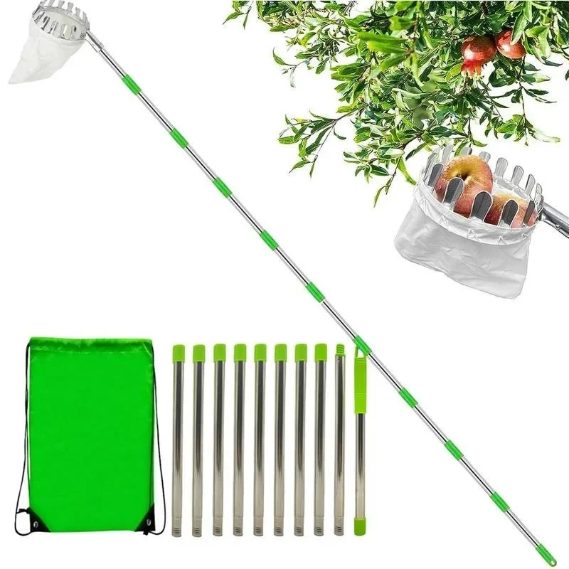Fruit Picker Basket Telescopic Pole - Raccoglitore di Frutta per Alte Altitudini