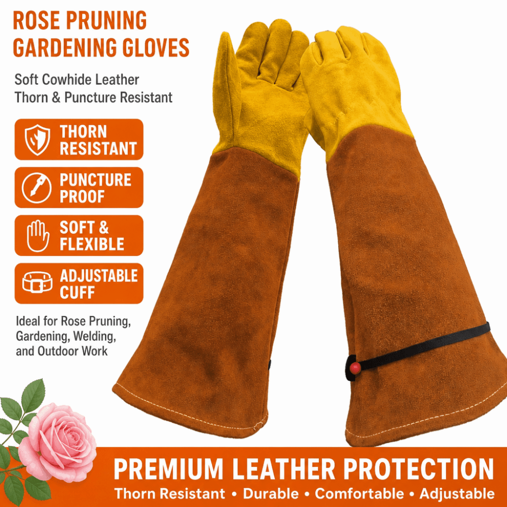 Gardening Gloves Thorn Proof Leather - Guanti da Giardinaggio Lunghi in Pelle